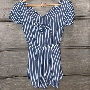 Hollister Striped Blue and White Romper